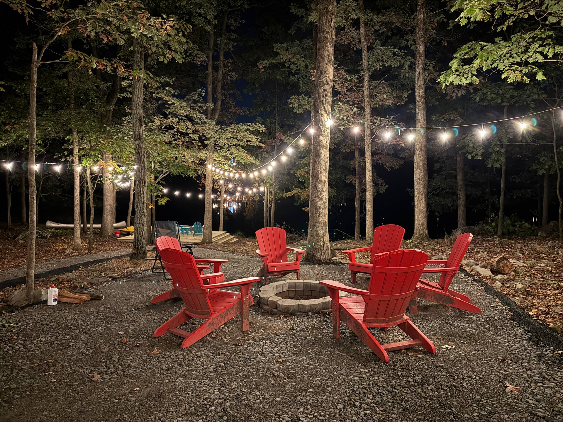 Newly landscaped fire pit area